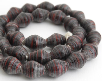 Fair Trade Bicone Paper Beads: Upcycled Jewelry Supplies (Lot of 32)