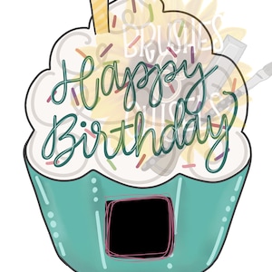 Cupcake Door Hanger Template, Happy Birthday Door Hanger a template, Birthday PNG
