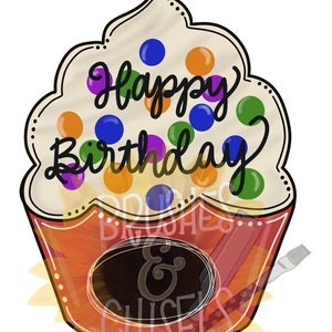 Cupcake Door Hanger Template, Happy Birthday Door Hanger Template, Birthday Template