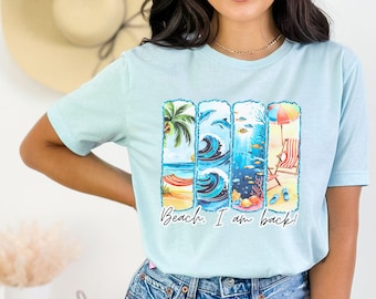 Beach Sublimation PNG, Summer Coastal Brush Stroke Design, Ocean Wave Digital Art for T-Shirts and Vacation Crafts, Digital Download