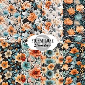 Floral Luxe Watercolor Floral Printable Paper Seamless Set JPG Shabby Digital Download Fall Scrapbook Vintage Junk Journal Paper Collage
