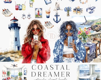 Coastal Dreamer Clipart Bundle: Nautical PNG Images (Digital Download)