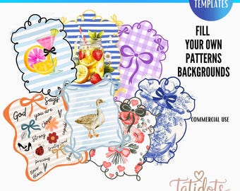 Editable Coquette Frame Templates for Canva, Coquette Bow Border Frames, custom Canva Template, Ribbon Border, Digital Bow Frame Design,