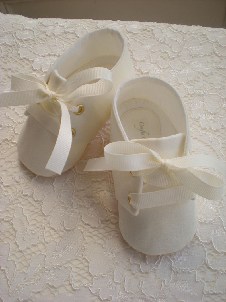 White Ivory or Black Irish Linen Baby Boy Christening Shoes Etsy
