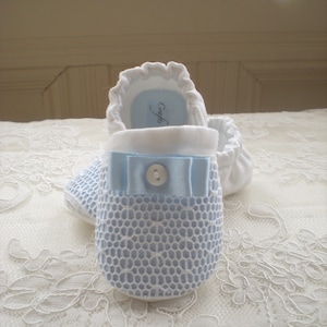 White Irish linen Baby Boy Christening Shoes, Boy Baptism Shoes. Boy Booties. Linen Boy shoes