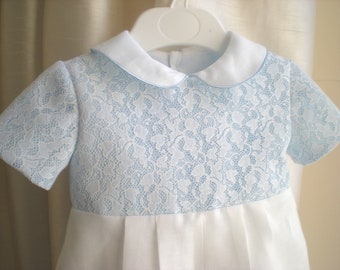 White Irish Linen Baby Boy Christening Outfit, Baptism Baby boy Romper, Boys Blessing Romper.