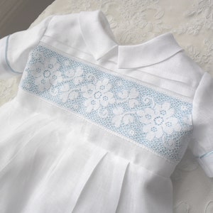 New Arrival. Irish Linen Christening Romper.  Baby Boy Christening Outfit. Baptism boys Romper. Boys Blessing Romper.