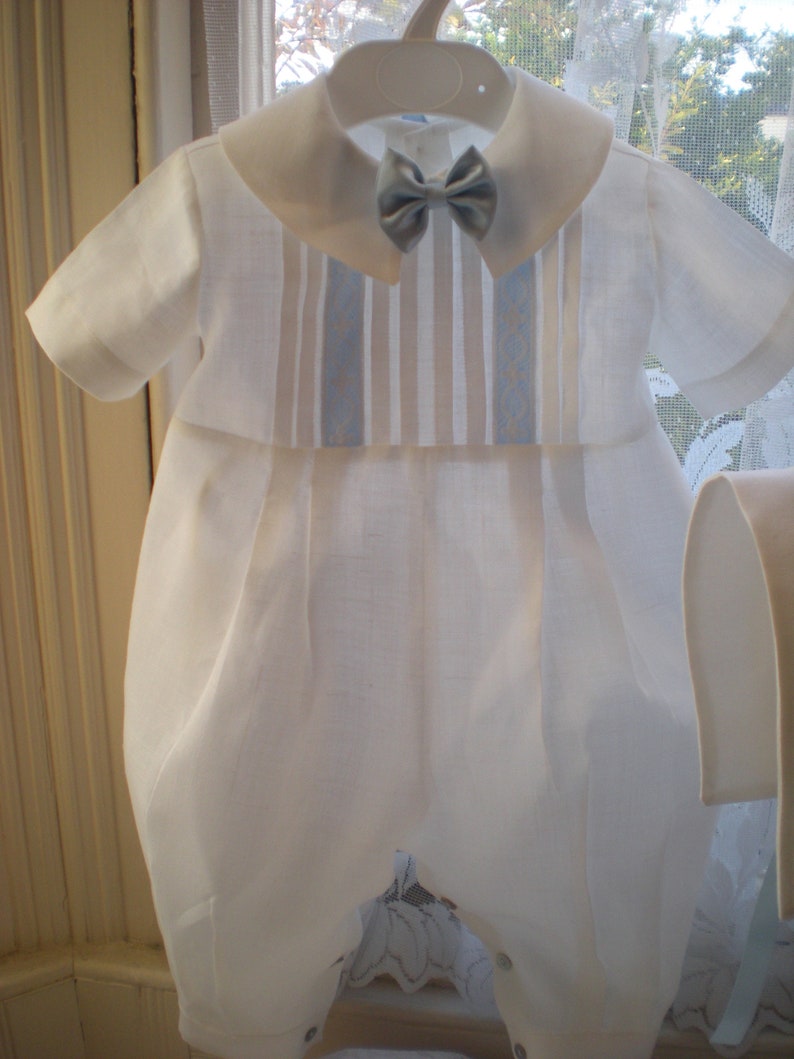 baby boy linen christening outfit