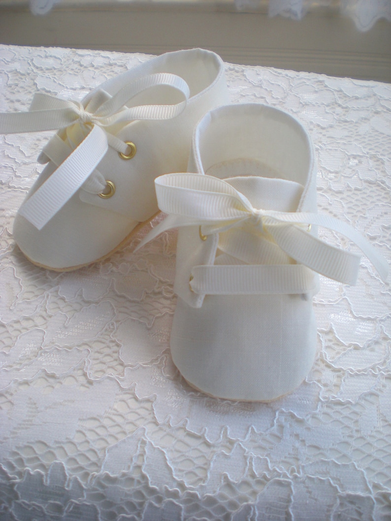 baby boy white christening shoes