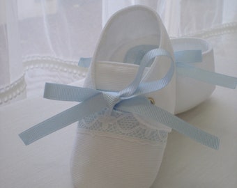 White Baby Boy Christening Shoes, Boy Baptism Shoes. Boy Booties. Irish Linen Boy shoes.