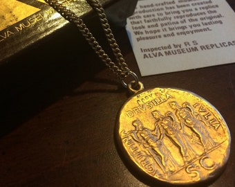 The Sisters - Vintage Gold Coin Necklace - Dressed in Costume as Goddess Fortuna Securitas Concordia - Fortune Fate Alva Museum Replicas