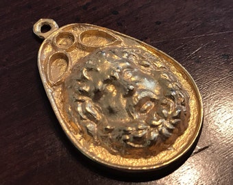 Vintage Jupiter God of Thunder Gold Pendant - Alva Museum Replicas King of Gods Sky God Thunderbolt Eagle Vintage Greek Revival Necklace