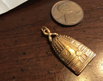 Vintage Gold Bonsho Temple Bell Menuki Pendant - Alva Museum Replica - Sword Ornament Necklace - Buddhist Bells Great Bells - Tsurigane