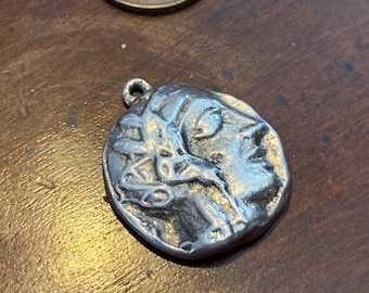 Vintage Athena Goddess of Wisdom Silver Coin Pendant - Alva Museum Replicas - Tetradrachm Silver Greek Revival Owl Coin