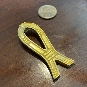 Vintage Gold SA Protection Amulet Pendant  1976 Treasures of Tutankhamun Exhibit Tour Egyptian Revival Necklace Protective Shepherds Shelter