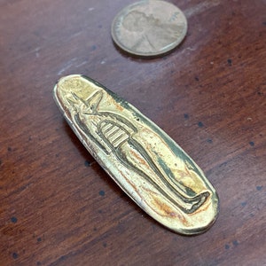 Vintage Anubis Sarcophagus Pendant  Gold on Sterling Silver - Egyptian Revival Aladdin House Coffin Necklace Afterlife Weighing of the Heart