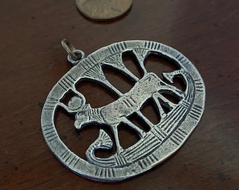 MMA Egyptian Revival Goddess Hathor Silver Pendant 1976 Metropolitan Museum of Art Treasures of Tutankhamun Dance Goddess Music - Bovine Cow
