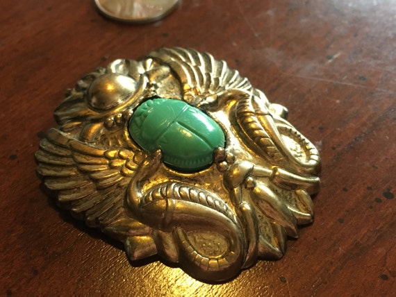 Egyptian Revival 1930's Winged Scarab, Cobra, Sol… - image 2