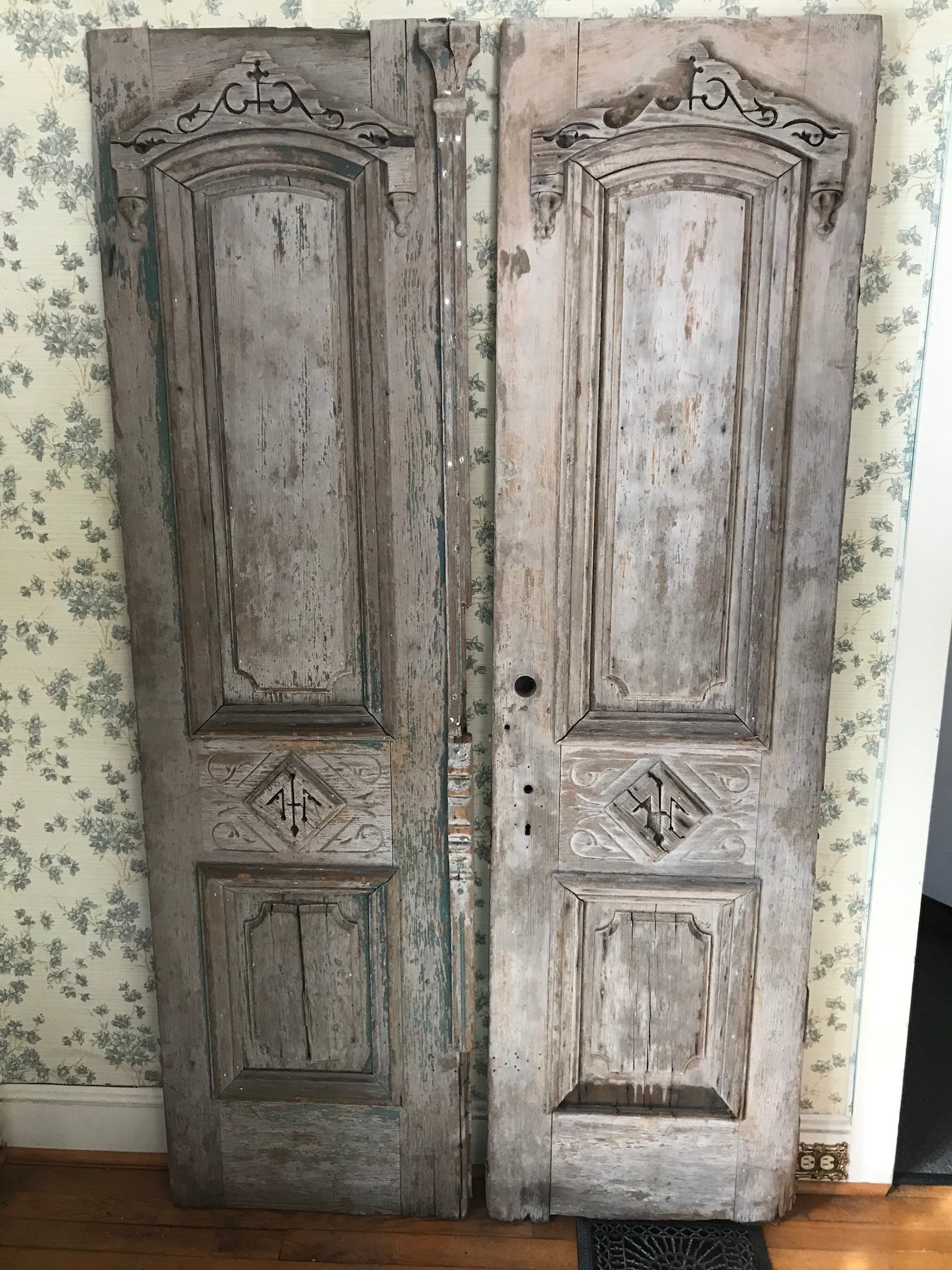 Antique Architectural Salvage Pair of Carved Wood French Doors Etsy