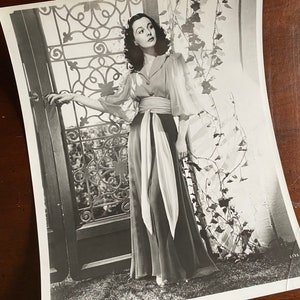 Original Vivien Leigh in &quot;That Hamilton Woman” 1961 - Vintage Full Length Gown - Old Hollywood 8x10 Photo Ornate Iron Door Gate - Trellis