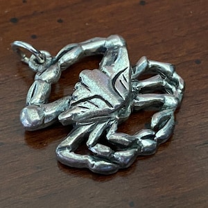 Vintage Tortolani Silver Cancer Pendant - Crab Zodiac Crustacean Horoscope Astrology Zodiac Necklace Water Sign Statement