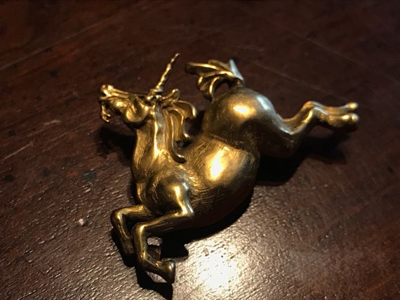 Vintage MMA Gold Mythical Unicorn Combo Pendant B… - image 1