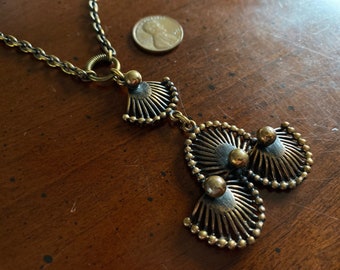 Pentti Sarpaneva Finland Bronze Modernist Riikinkukko Necklace - Vintage Finnish Brutalist Scandinavian Turun Hopea - Statement Piece - Fan