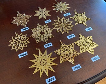 MMA Gold Sterling Silver Star Christmas Ornament W Original
