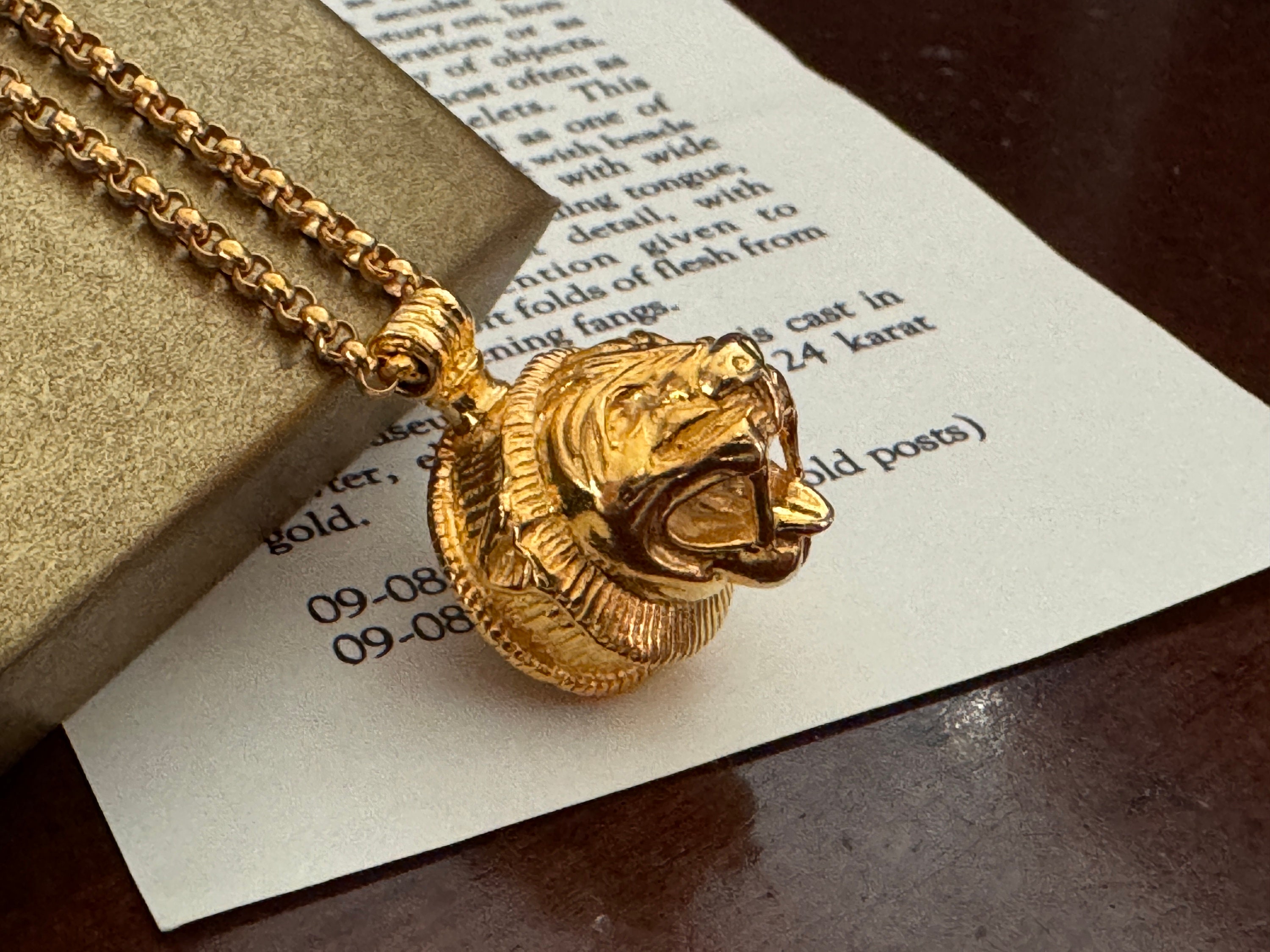 MMA Gold Roaring Lion Head Necklace - Vintage Metropolitan