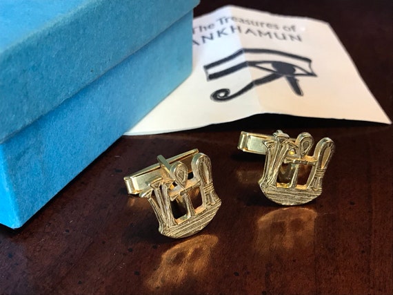 Vintage HA SA Ankh Cuff Links Gold MMA - Protecti… - image 4