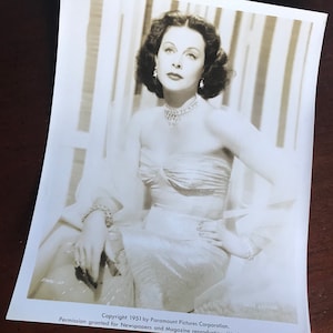 Original Vintage Hedy Lamarr in My Favorite Spy 1951 Hollywood Actress 8x10 Studio Glamour Photo Movie - Backstamped - Paramount Pictures