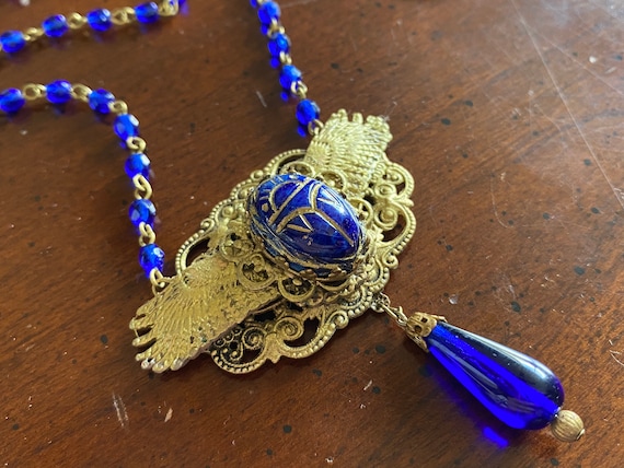 Blue scarab hotsell necklace