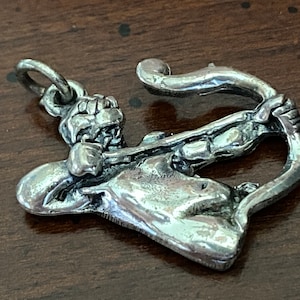 Vintage Tortolani Silver Sagittarius Pendant - The Hunter Archer Centaur Pendant - Horoscope Astrology - December Birthday Gift Zodiac Charm