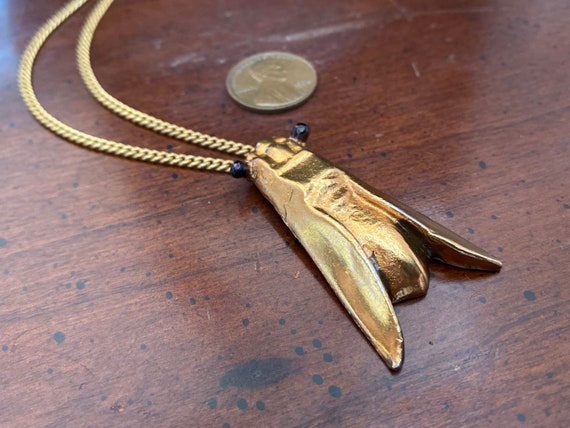 Vintage Gold Cicada Necklace - Alva Museum Replic… - image 1