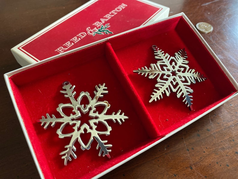 Vintage 1977 Reed and Barton Snowflake Ornament Set Silver - Etsy