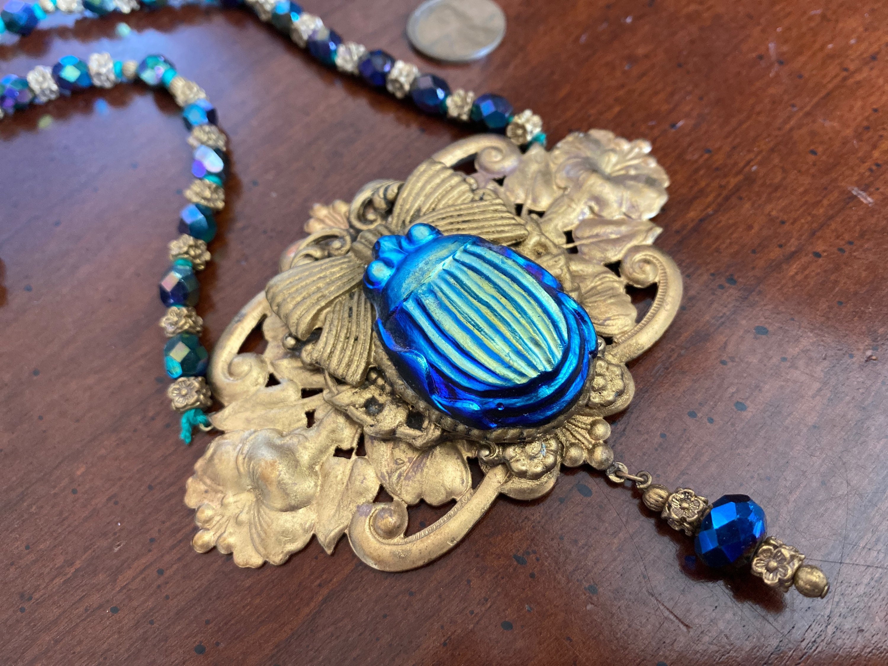 Antique Louis Comfort Tiffany Scarab Bespoke Necklace -  Israel