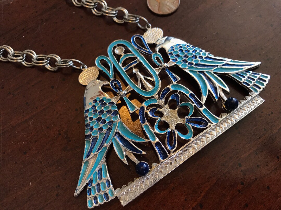 Vintage Egyptian Revival Sky God Horus Falcon Pectoral