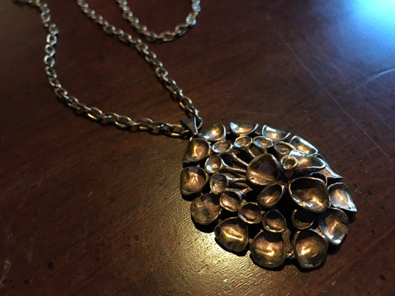 Vintage Finland Modernist Scandinavian Renmoosbl\u00fcte Iceland Moss Valo Koru Hannu Ikonen Bronze Reindeer Moss Necklace Solid Bronze
