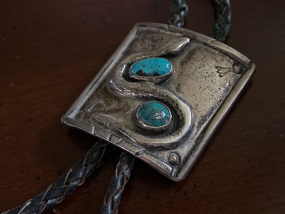 Turquoise Coral Mudhead Vintage Native American Navajo Sterling Silver Bolo Tie Old Turquoise Coral Mudhead Vintage Native American Navajo Sterling Silver Bolo Tie Old
