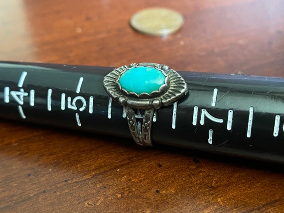 Vintage Navajo Turquoise Ring Sterling Silver Sig… - image 4