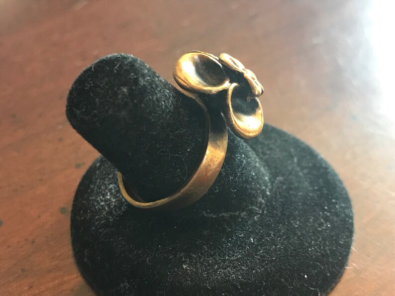 Solid Bronze Renmoosbl\u00fcte Hannu Ikonen Symmetrical Reindeer Moss Ring Iceland Moss Vintage Finland Modernist Scandinavian Finnish