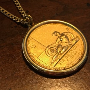 Vintage Goddess of Fortune and Fate, Personification of Luck Pendant Necklace - Monet Gold Princess Elisa Bonaparte French Coin - Fortuna