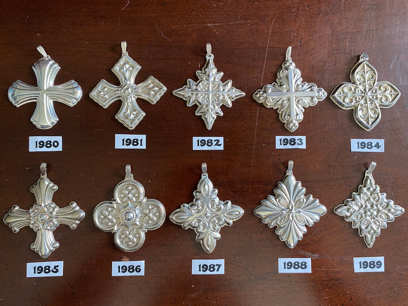 Reed and Barton Sterling Silver Christmas Cross Ornaments Etsy
