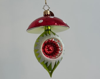 Limited Edition Christopher Radko - Magical Mushroom 1014253 Retired Vintage Glass Christmas Ornament -  Reflector Shelter