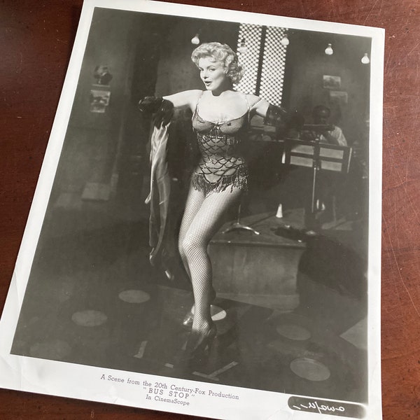 Original 1956 Marilyn Monroe in Green Showgirl Costume from Bus Stop - Movie Still Photo - Fishnet and Sequins - Dancing Girl - Chérie