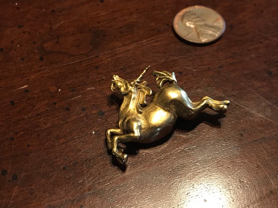 Vintage MMA Gold Mythical Unicorn Combo Pendant B… - image 2