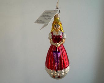 Christopher Radko Magic 25 - Claudette 95-217-0 400/440 Retired Vintage Glass Christmas Ornament  Limited Edition HTF Blonde Girl Pink Dress