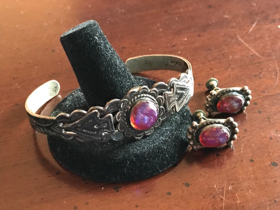 Rare Early Vintage Native American Navajo Dragon's Breath Sterling Silver Bracelet Ring Set Rare Early Vintage Native American Navajo Dragon's Breath Sterling Silver Bracelet Ring Set