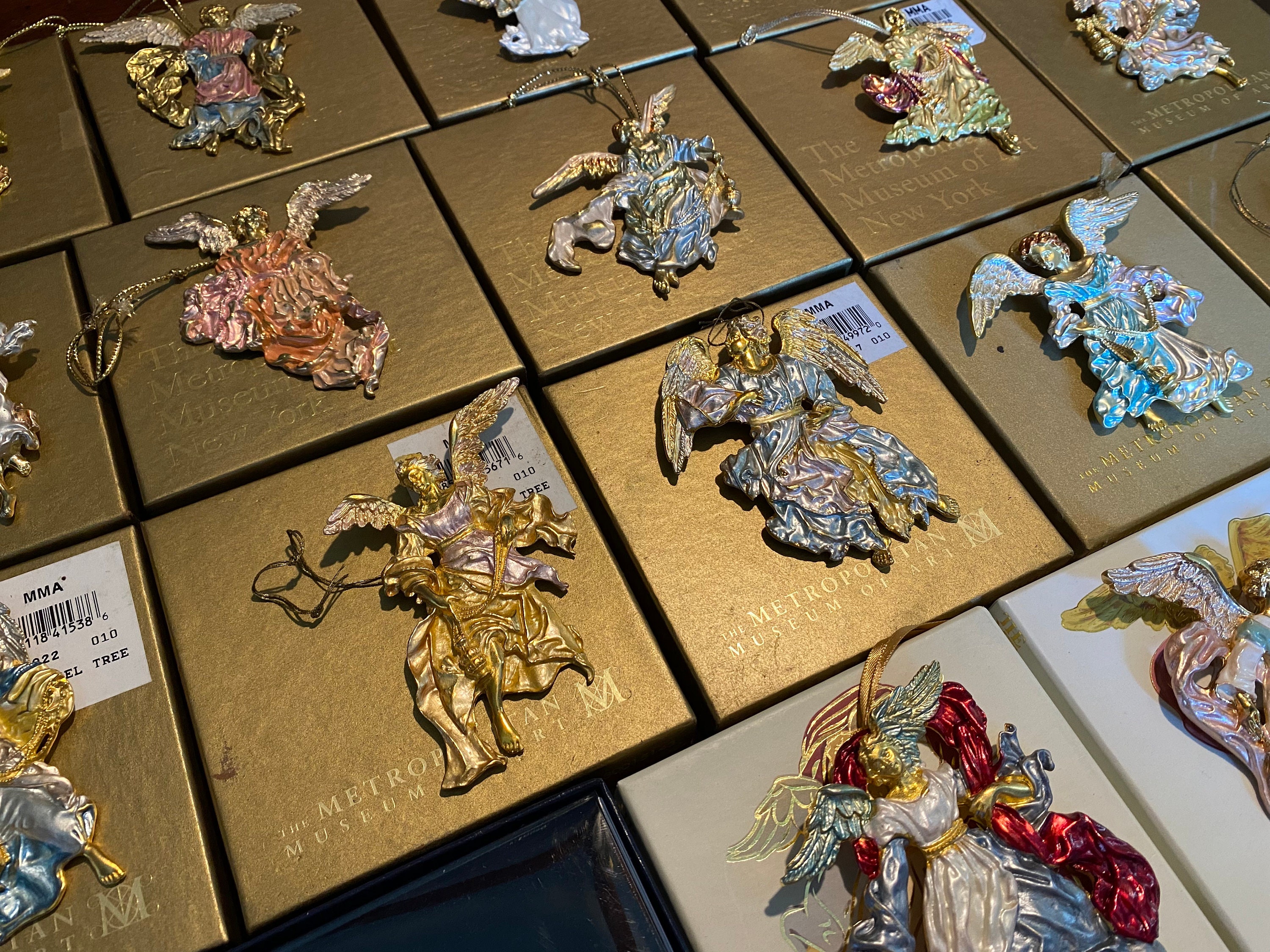 【みっき さま】antique ❀ パピエマシェの 葡萄 オーナメント Vintage MMA Christmas Angel Ornament W Original Box - Gold Annual