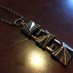 Pentti Sarpaneva Bronze Modernist Dangle Pendant Necklace - Vintage Finland Finnish Brutalist Scandinavian Turun Hopea Starburst Faceted
